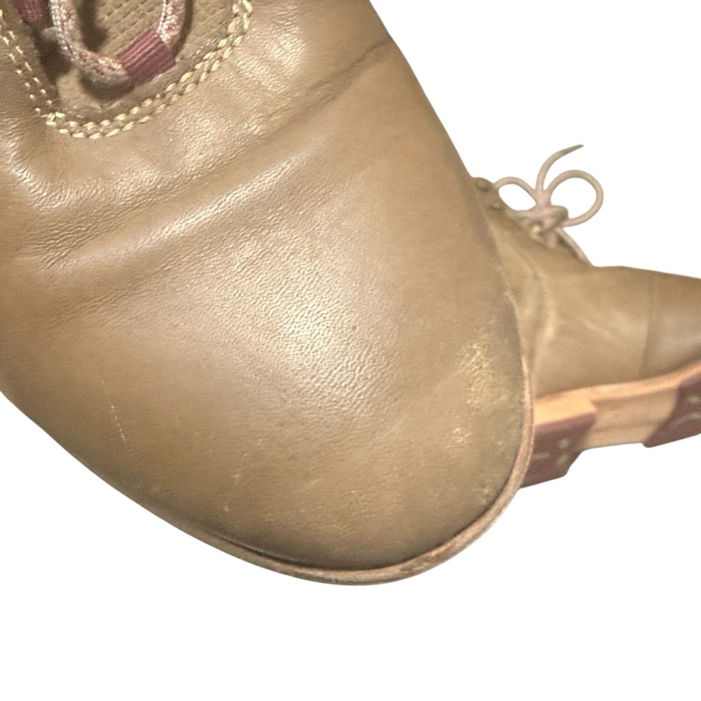 Ahnu Chenery Brown Leather Ankle Boots Size 9 Tie Easy On Zip Tan Urban Rugged - Picture 8 of 11